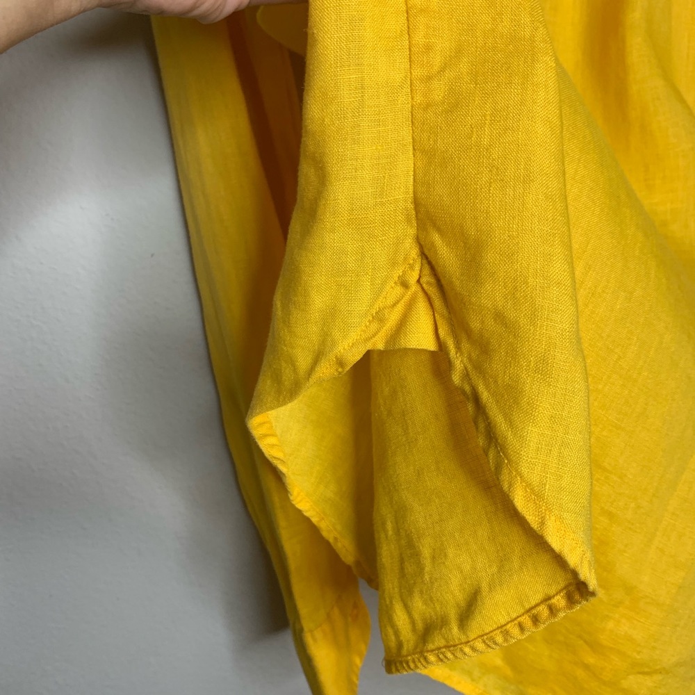 BODEN yellow linen long sleeve button down shirt - Picture 6 of 8